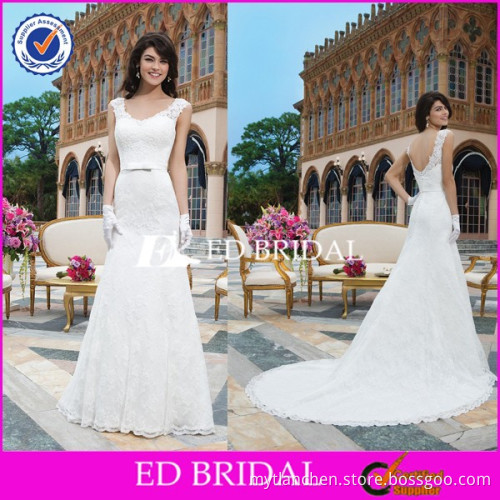2016 Newest Round Neck Backless Exotic Wedding Dresses Lace Mermaid